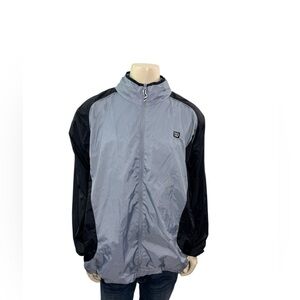 Vintage Wilson Windbreaker Jacket Men’s Size Large Full Zip Gray And Black